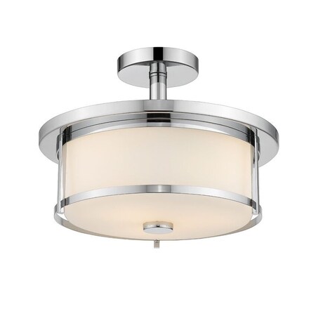 Z-Lite Savannah 2 Light Semi Flush Mount, Chrome & Matte Opal 465SF14-CH